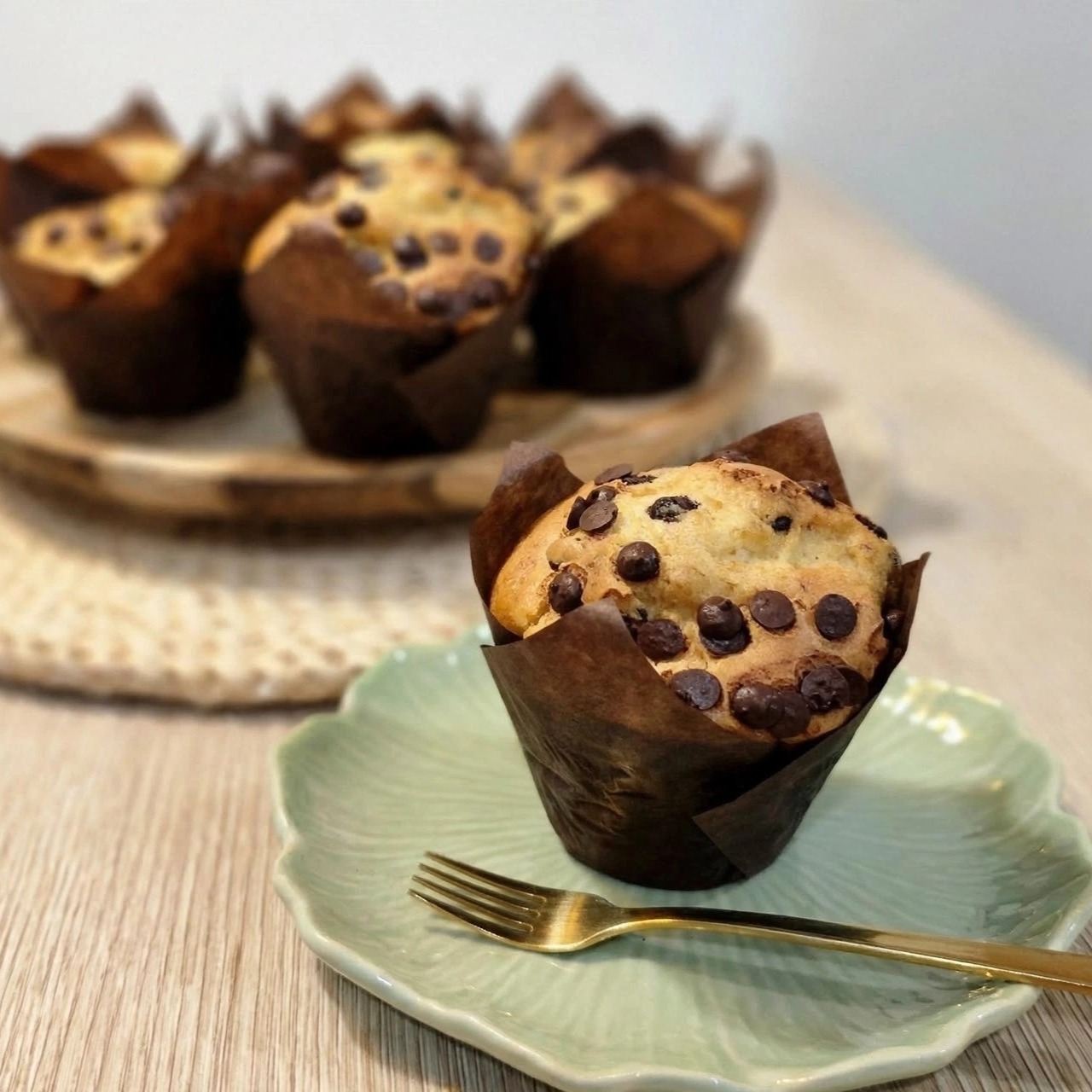 Banánové muffiny s čokoládou detail